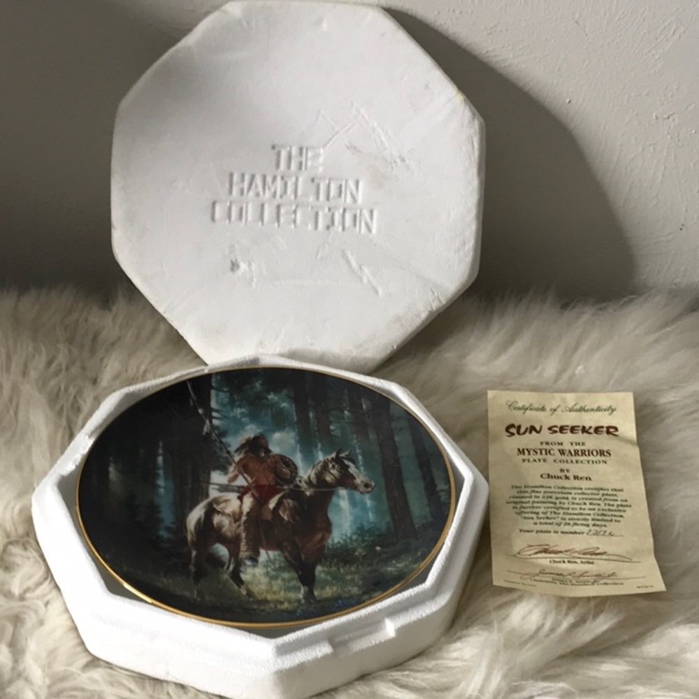 1992 NEW The Hamilton Collection Mystic Warrior Sun Seeker numbered plates mint